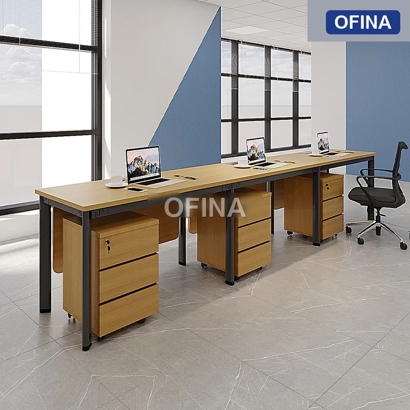 Cụm bàn làm việc 3 người Oval OVC01Y-3606 khung đen thumbnail 4