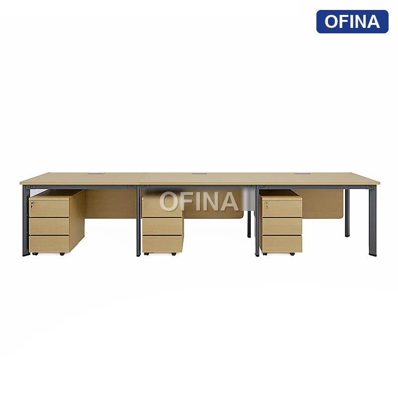 Cụm bàn làm việc 3 người Oval OVC01Y-3606 khung đen thumbnail 5