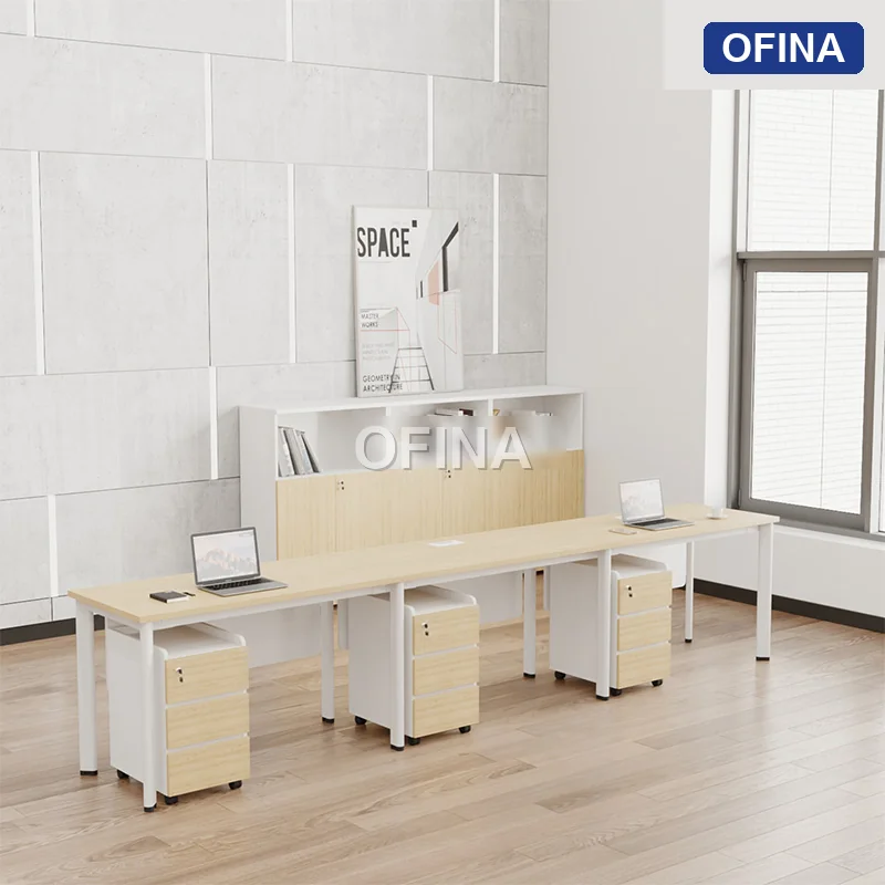 Cụm bàn làm việc 3 người Oval OVC01Y-3606 khung trắng