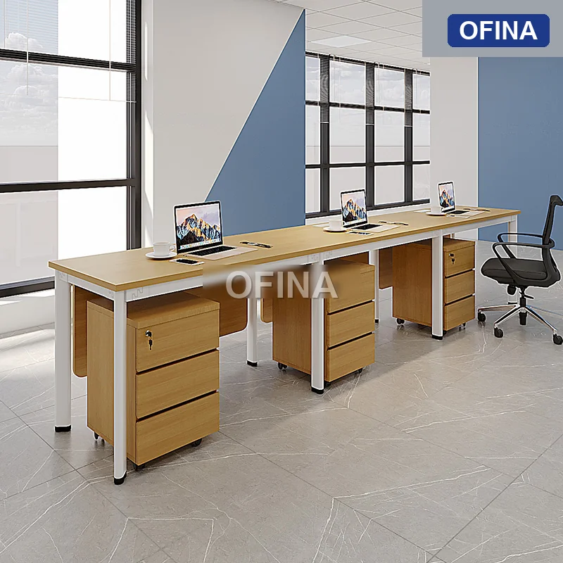 Cụm bàn làm việc 3 người Oval OVC01Y-3606 khung trắng thumbnail 2