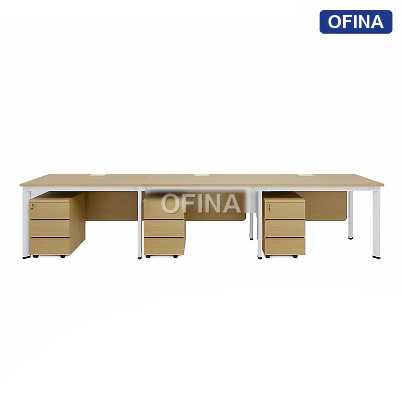 Cụm bàn làm việc 3 người Oval OVC01Y-3606 khung trắng thumbnail 3