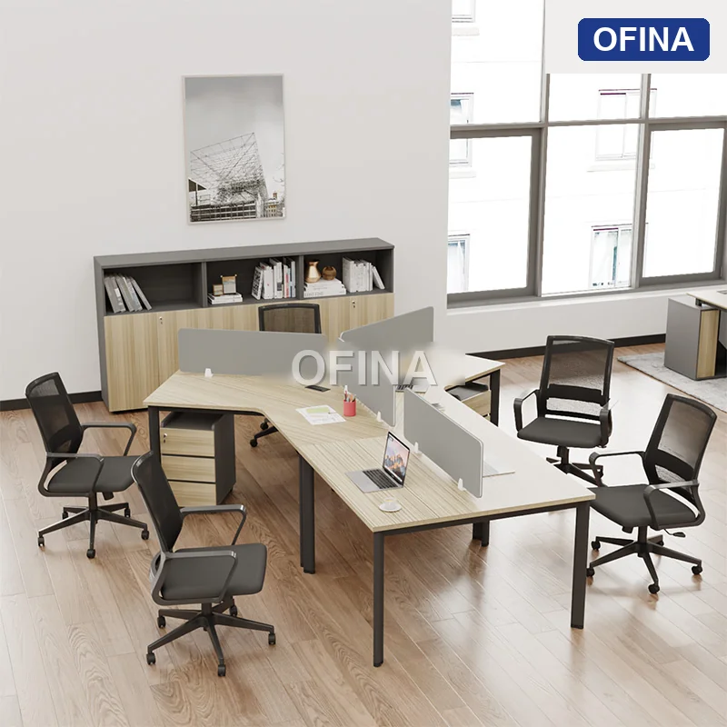 Cụm bàn làm việc 4+1 người Oval OVC02-3526