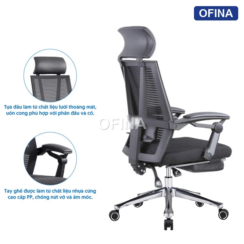 Ghế xoay văn phòng Plato PL07A Black thumbnail 2