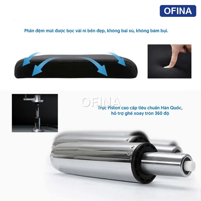 Ghế xoay văn phòng Plato PL07A Black thumbnail 3