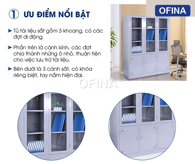 Tủ sắt đựng hồ sơ 3 khoang TL03 thumbnail 4